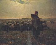 jean-francois millet Shepherdess with her flock (san17) Sweden oil painting artist